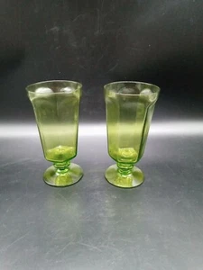 2 Lenox Crystal 6 Panel Green Pedestal Cocktail Glasses - Picture 1 of 4