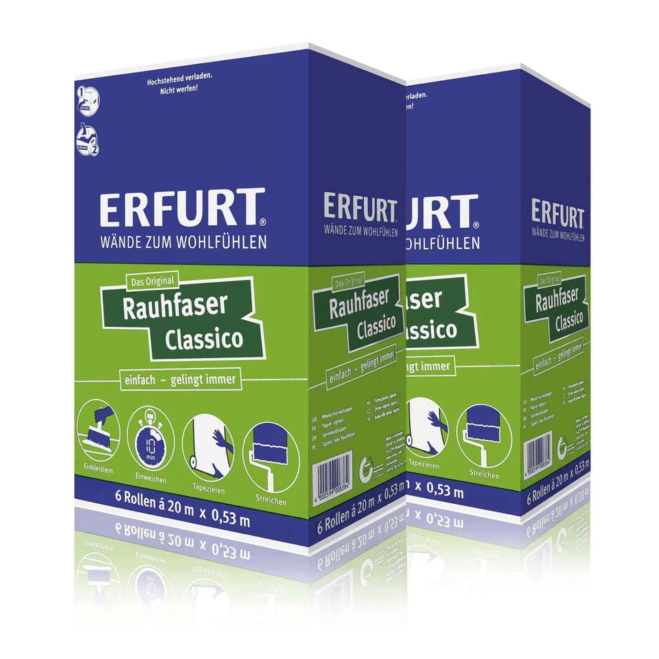 ERFURT Classico Rauhfaser Karton 6 Rollen - Weiß (1003233)