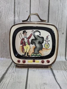 *RARE* Vintage 1950s TV Set Circus Elephant Ringmaster Ceramic Cookie Jar MCM - Picture 1 of 14