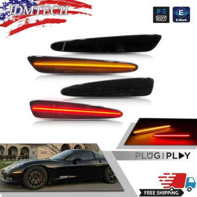 LED Smoked Front & Rear Side Marker Signal Lights For 2005-13 Chevy Corvette C6 - Image 1 of 4