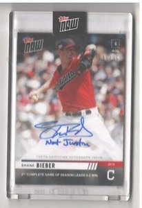 Carta 2019 Topps NOW #632A Shane Bieber non iscritta Justin auto #2/99 - Foto 1 di 2