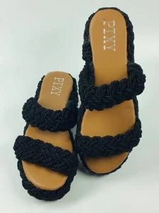 Pixy Black Woven Platform Sandals UK 5 - Picture 1 of 3