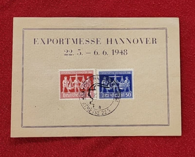 Germany Postcard 1948 German card Postcard w stamps Hannover Export Fair 1948 - Image 1 of 3