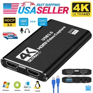 4K Capture Card Audio Video USB 3.0 HDMI Video Capture Device Full HD Recording - Picture 1 of 10