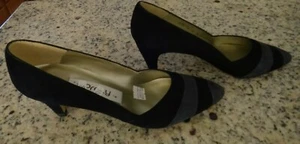 NEW 8N Proxy Black/Gray Suede Women's Dress Pumps w/3.3/4" Heels - Picture 1 of 6
