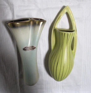 2x schön erhaltene Wandvase 50er 60er Jahre Foreign / Tönnieshof Keramik Vintage - Bild 1 von 2