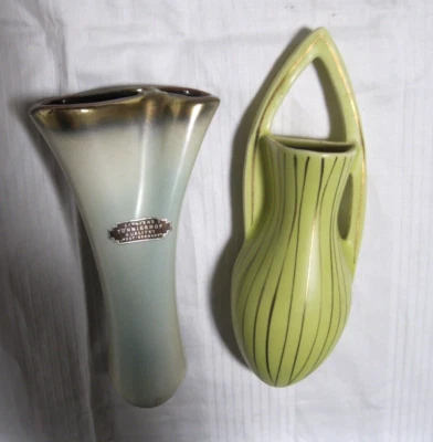 2x schön erhaltene Wandvase 50er 60er Jahre Foreign / Tönnieshof Keramik Vintage - Bild 1 von 2