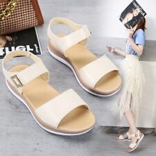 Summer Buckle Strap Flats Womens Sandals Round Toe Sand Singback Fashion Shoes