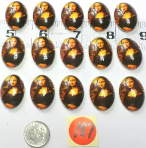 15 Vintage 25x18mm Glass Colorful Pretty Mona Lisa Cameos Cabochons Cab R187 Lot - Picture 1 of 9