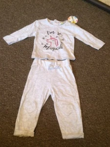 Hullabaloo Baby Girls Outfit 6-9m Long Sleeved Top And Trousers BNWT Unicorn New - Picture 1 of 3