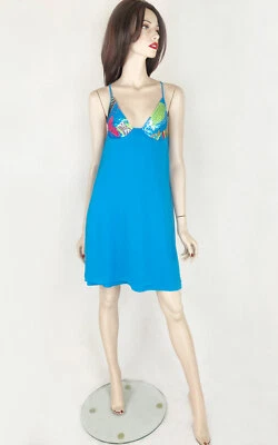 La Perla crossback lined floating Dress features multi-colour sequins AU 12 Blue Foto 1 de 3