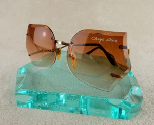 Vintage 70s Christian Dior Paris Ombre Amber Rose Gradient Rimless Sunglasses - Picture 1 of 7