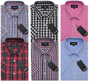 Nueva Camisa a cuadros de polialgodón teñida de hilo de verano de manga corta para hombre M - XXL - Imagen 1 de 7