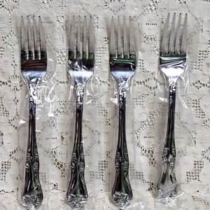 Oneida Azalea Dinner Forks 7 3/4" Stainless Flatware Brand New Set of 4 - Picture 1 of 5