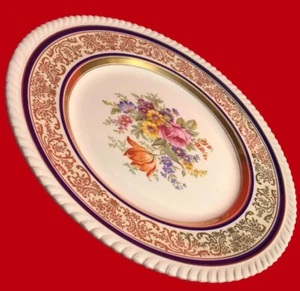 PLATO DE CENA JOHNSON BROTHERS INGLÉS ANTIGUO CHADWELL AZUL COBALTO DORADO FLORAL - Imagen 1 de 15