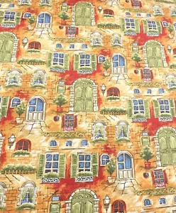 Ladies of the Garden Fabri Quilt English Stone Village Windows Fabric 25 x 44" - Picture 1 of 6