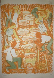 Maurice Savin Lithographie signée numérotée les vendanges le vins le raisin - Foto 1 di 1