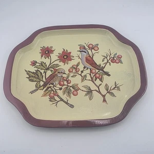Vintage Metal Tray Bird Floral Decorative Serving Tray Accent Home Decor - Picture 1 of 5