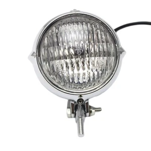 Motorcycle Headlight Amber Light Lamp for Bobber Chopper Silver+Clear - Picture 1 of 7