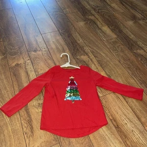 Cat and Jack Target Red Christmas Tree Sequins Long sleeve Girls Shirt Top - Bild 1 von 3
