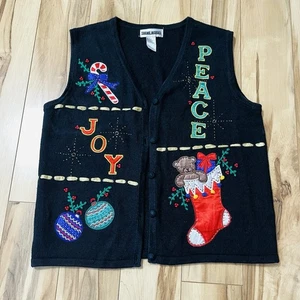 Vintage Theme Works Holiday Sweater Vest Womens XL Christmas Novelty Candy Cane - Picture 1 of 7