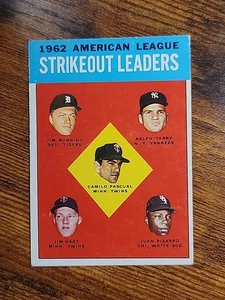 1963 Topps #10 1962 American League Strikeout Leaders Jim Bunning Jim Kaat - Foto 1 di 2