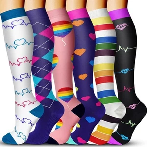 6 Pairs Compression Socks for Men & Women,15-20mmHg is Best for Running, Athl... - Picture 1 of 5