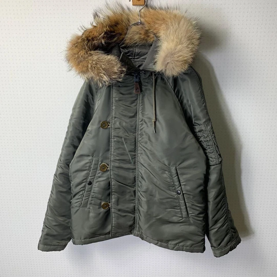 Excelente Chaqueta de Vuelo COCK PIT N-3B M Caqui Cuero Aislado De Japón Foto 1 de 4