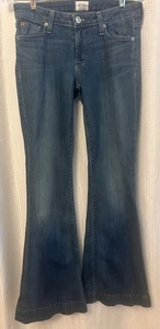 Pantalones de mezclilla Hudson para mujer 29 bolsillos con solapa de ferris pierna acampanada hechos en EE. UU. lavado medio - Imagen 1 de 6