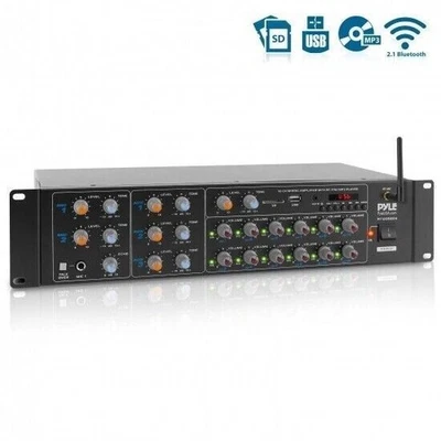 Pyle PT12050CH 12-Channel Wireless Bluetooth Amplifier, Rack Mount, 6000 Watt - Image 1 of 4