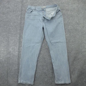 ASOS Denim Jeans Mens 36x32 Light Blue Straight Leg Button Fly Distressed 90s - Picture 1 of 19