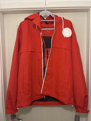 Michael Kors Men’s Red Hooded Windbreaker Jacket – Logo Patch – Lightweight  - Image 1 of 2