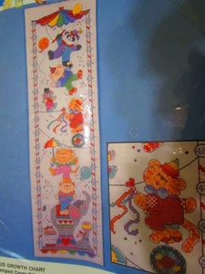 Kit de tabla de crecimiento de punto de cruz estampado animal circo #40687 (1992, Bucilla) - Imagen 1 de 5