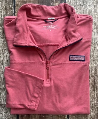 VINEYARD VINES EDGARTOWN 1/4 ZIP JERSEY PULLOVER SALMON MENS SIZE LARGE GREAT - Image 1 of 4