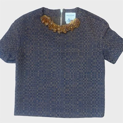 Top Erika Cavallini Semi-Couture Diletta 38 Cuentas Cuello Mezcla Lana Hecho en Italia Foto 1 de 4