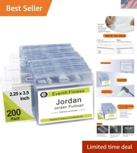 High-Quality 200 Pcs Zippered ID Badge Holders - Clear Plastic, Horizontal Style - Picture 1 of 10