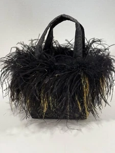 Artisan Made Evenning Handbag w/Feathery Trim - Picture 1 of 3