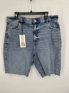 River Island Women's Size 20 Blue Denim Raw Hem Shorts, NWT - Picture 1 of 8