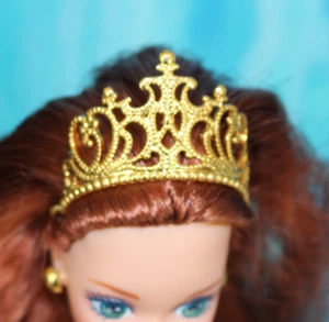 Goldtone Metal Filigree Crown Tiara Doll Jewelry fit Barbie Model Muse FR Mattel - Picture 1 of 9