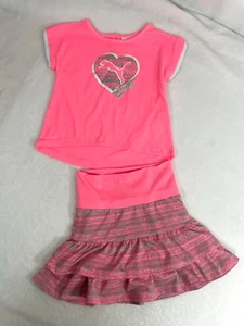 Puma Sport lifestyle Girls Pink Graphic T-Shirt Logo and Layered Skirt Set 24M - Picture 1 of 7