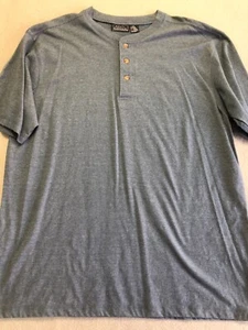 Basic Editions Shirt Men's Large Blue Heather Cotton Henley Everyday Tee - Picture 1 of 4