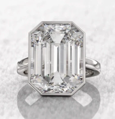 Anillo para mujer de plata 925 con diamantes blancos talla esmeralda natural certificado de 5 quilates VS1 Foto 1 de 4