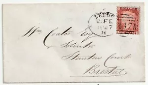 1857 LEEDS SPOON 1d STERNDECKEL FÜR WM COATES BRISTOL - CUT ARCS POSTMARK ARRIVAL - Bild 1 von 2