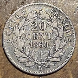 TRÈS BELLE PIECE DE 20 CENTIMES ARGENT NAPOLÉON 1860 BB (902) - Picture 1 of 2