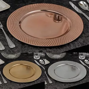 33cm Christmas Dinner Charger Plates Placemats Table Setting Geo Gloss Set 6 - Picture 1 of 9