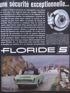 PUBLICITÉ DE PRESSE 1962 LA RENAULT FLORIDE S 4 FREINS A DISQUE - ADVERTISING - Foto 1 di 1