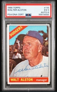 1966 Topps Walter Alston Signed Baseball Card PSA 5 DNA Certified Auto 8 HOF - Picture 1 of 4