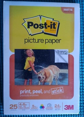 Post it Sticky Picture Paper Sheets 4x6" Inkjet Matte 25 Sheets print peel craft - Image 1 of 2