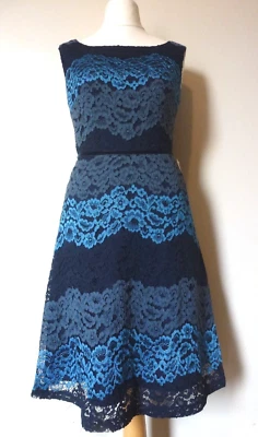 Yumi Womens Sleeveless Lace Stripe Dress Size 10 Uk BNWT RRP $110 Dark Navy - Image 1 of 3