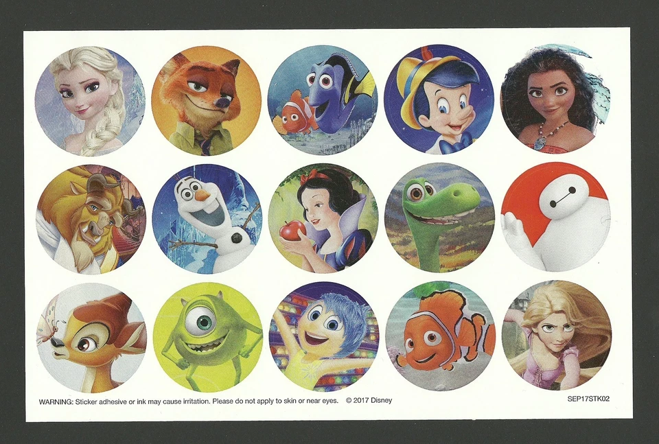 Walt Disney Stickers - WallE, Frozen, Nemo, Moana, Tangled, Snow White, Beast... - Image 1 of 1